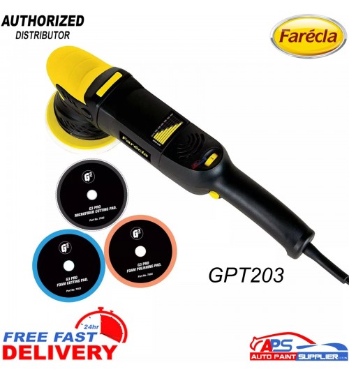 Farecla G Plus 15mm Dual Action Polisher with 3 Pads - GPT203 Car Buffing Kit